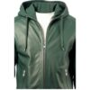 Men Faux Leather Jacket with Hood Green b