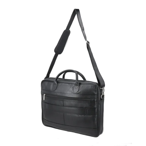 Black Venture Vault Laptop Leather Bag 2