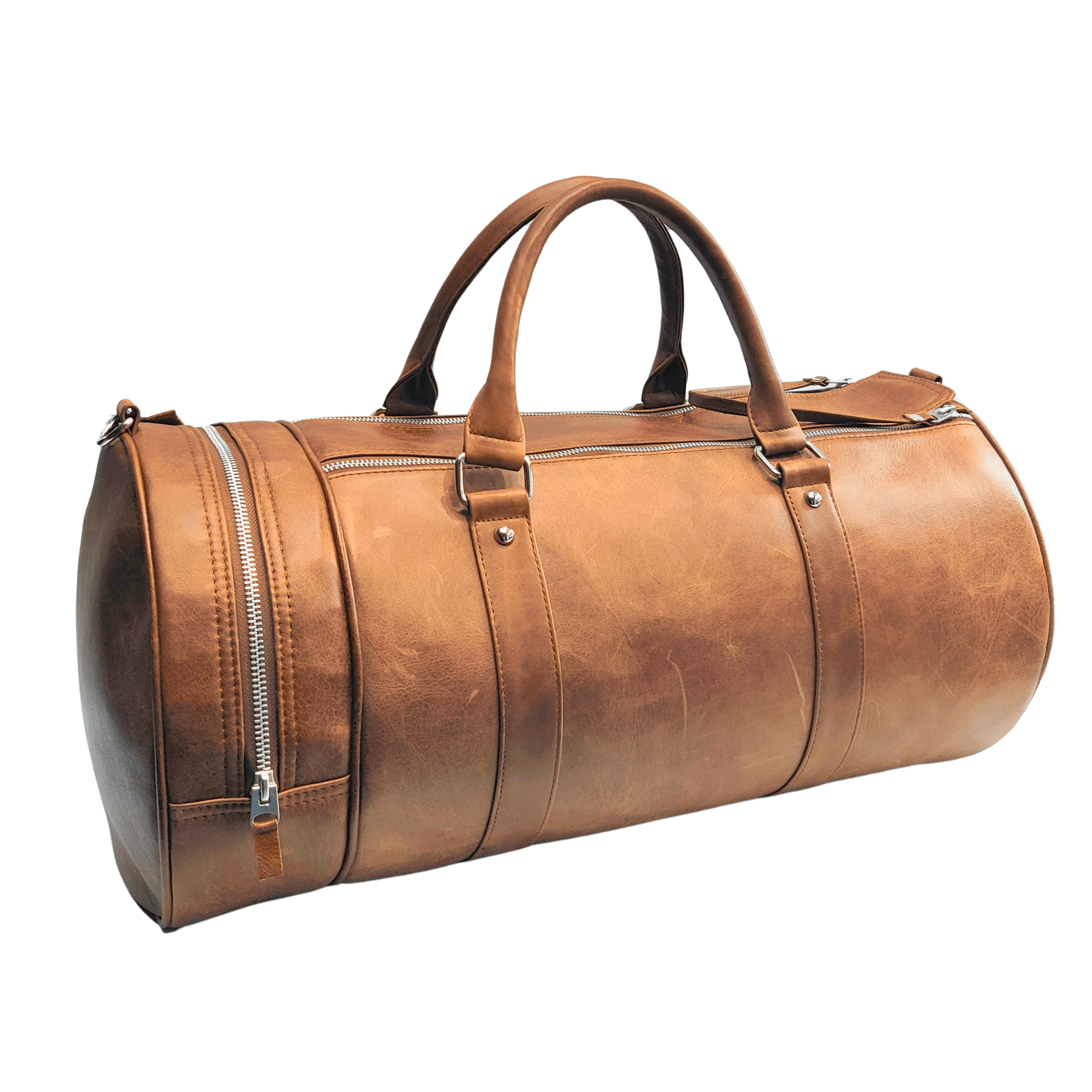 Canvas Duffle Brown Leather Bag