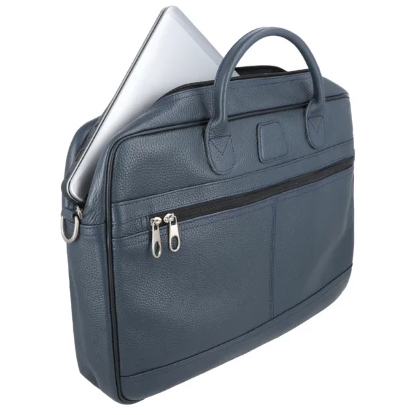 Navy Venture Vault Laptop Leather Bag 1