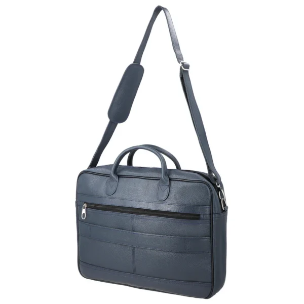 Navy Venture Vault Laptop Leather Bag 4