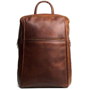 Men Formal Brown Leather Backpack 1