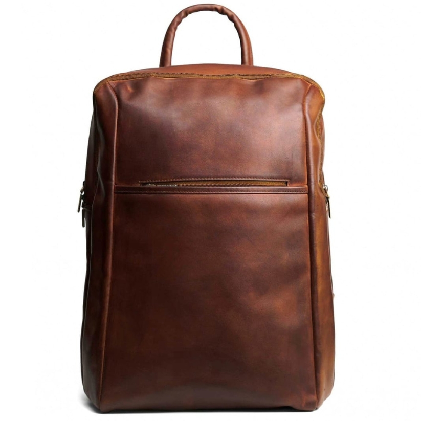 Men Formal Brown Leather Backpack 1