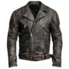 Vintage Brown Distressed Biker Genuine Leather Jacket a