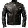 Men Harvey Black Moto Leather Jacket a