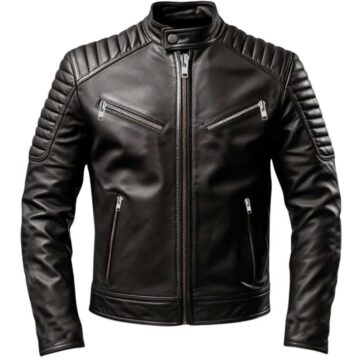 Men Harvey Black Moto Leather Jacket a