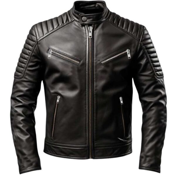 Men Harvey Black Moto Leather Jacket a