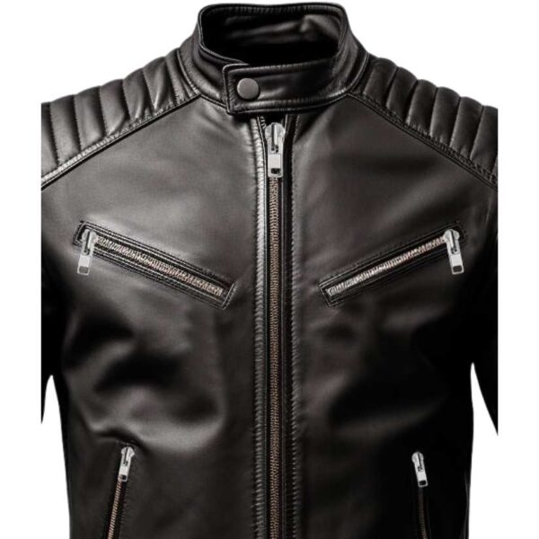 Men Harvey Black Moto Leather Jacket b