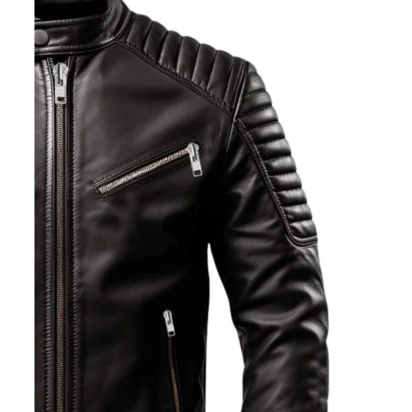 Men Harvey Black Moto Leather Jacket c