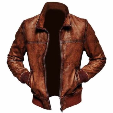 Men Vintage Distressed Leather Jacket a