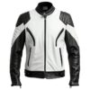 Men Biker White and Black Leather Jacket a
