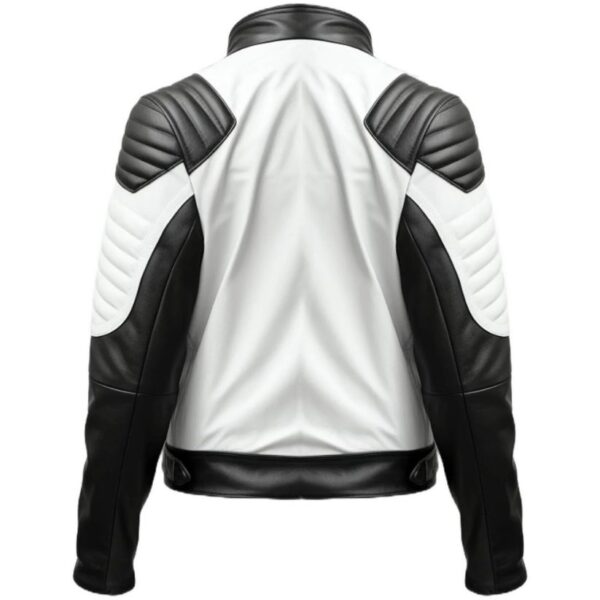Men Biker White and Black Leather Jacket d