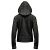 Men Black Hooded Suede Leather Jacket d