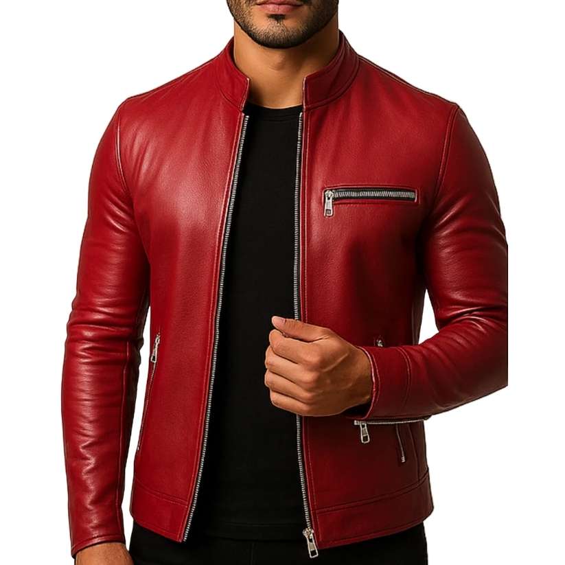 Men Bloody Jack Red Leather Jacket a