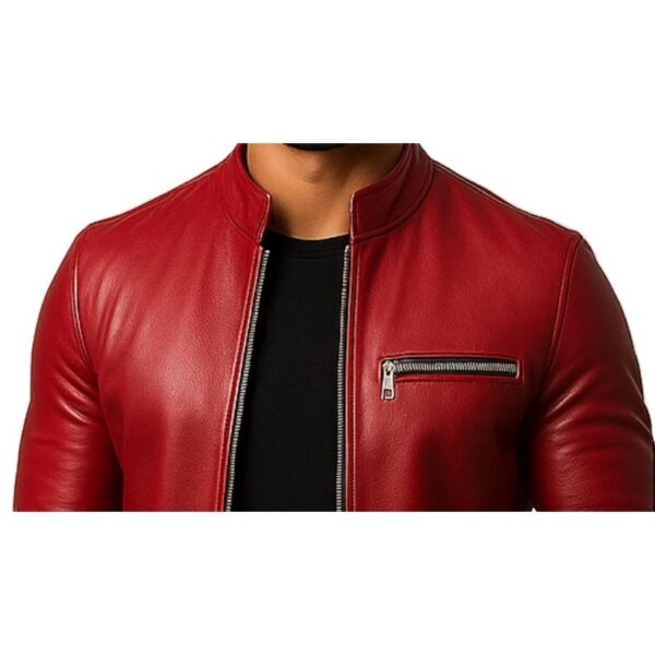 Men Bloody Jack Red Leather Jacket b