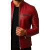 Men Bloody Jack Red Leather Jacket c