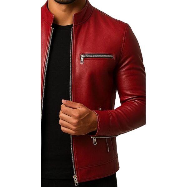 Men Bloody Jack Red Leather Jacket c