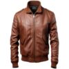 Men Brown Slim fit Leather Jacket - Brown Leather Jacket a