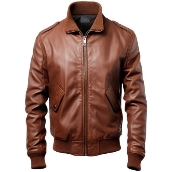 Men Brown Slim fit Leather Jacket - Brown Leather Jacket a