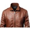 Men Brown Slim fit Leather Jacket - Brown Leather Jacket b