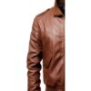 Men Brown Slim fit Leather Jacket - Brown Leather Jacket c
