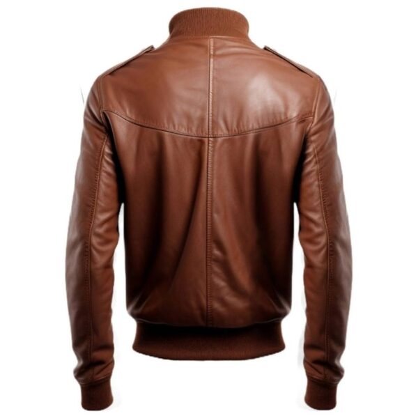 Men Brown Slim fit Leather Jacket - Brown Leather Jacket d