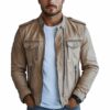 Men Ezra White Premium Leather Jacket a