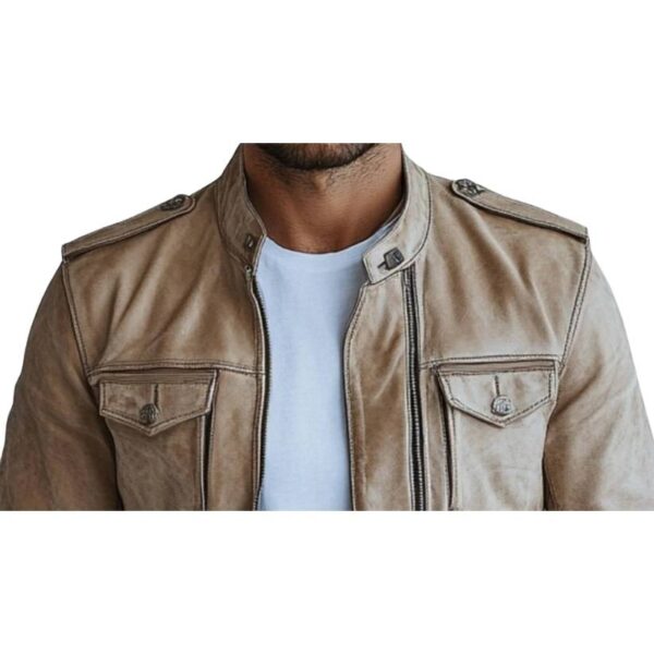 Men Ezra White Premium Leather Jacket b