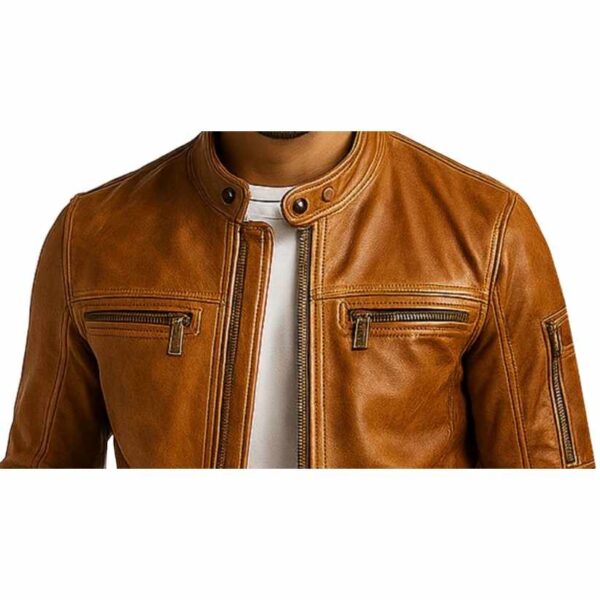 Men Louie Brown Leather Jacket b