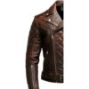 Men Quilted Biker Brown Leather Jacket c