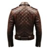 Men Quilted Biker Brown Leather Jacket d