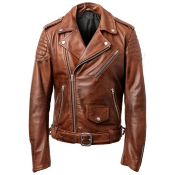 Men Real Brown Biker Leather Jacket a