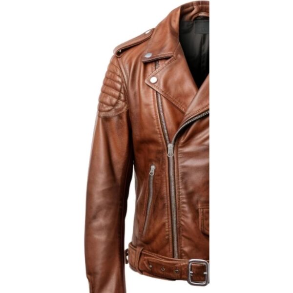 Men Real Brown Biker Leather Jacket c