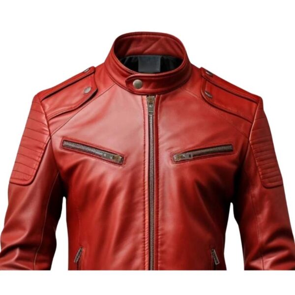 Men Red Leather Jacket - Red Jacket b