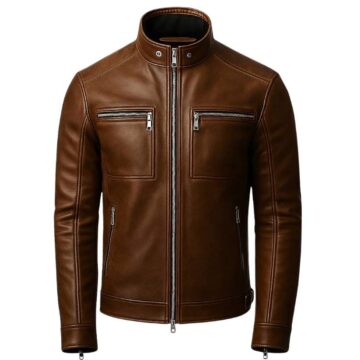 Men Reggie Brown Leather Jacket a