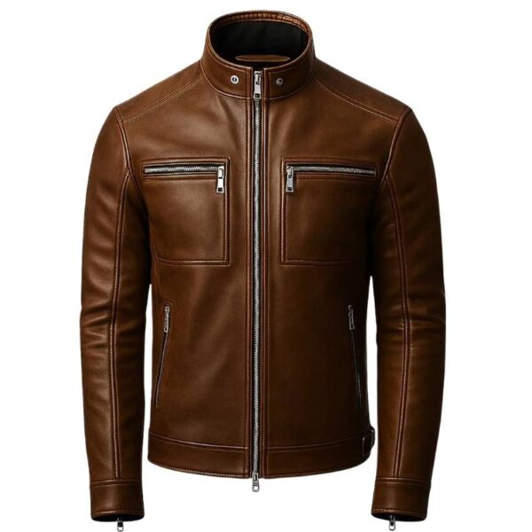 Men Reggie Brown Leather Jacket a