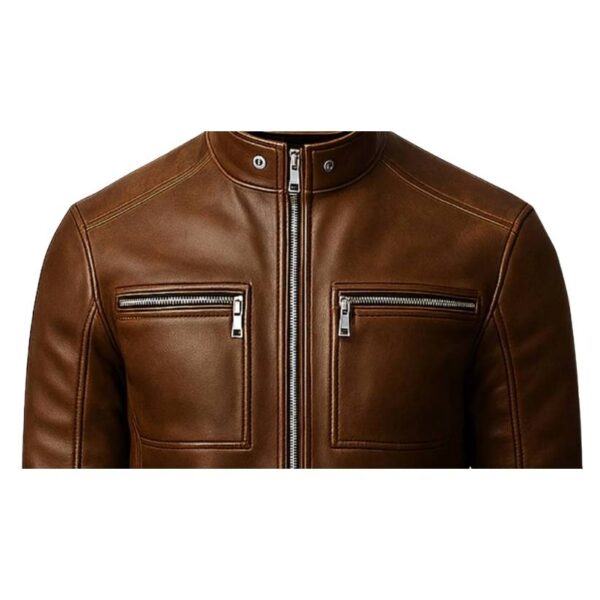 Men Reggie Brown Leather Jacket b