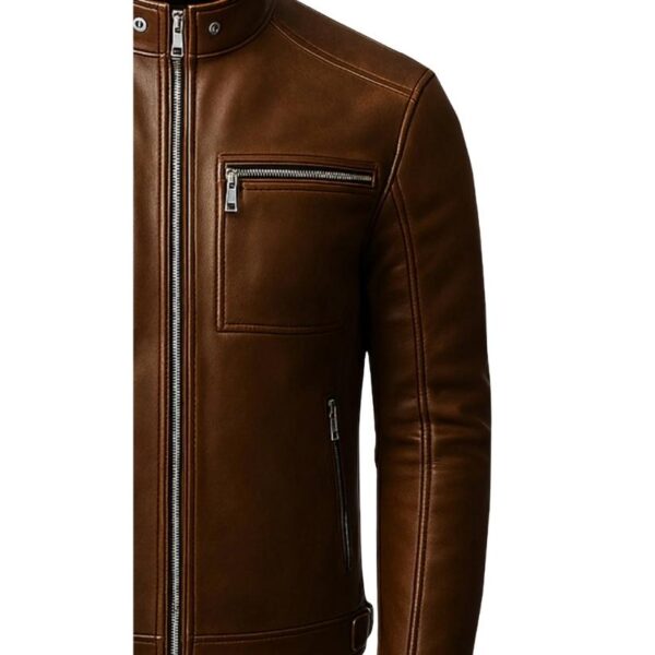 Men Reggie Brown Leather Jacket c