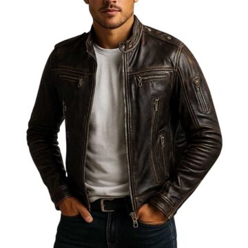 Men Reuben Brown Leather Jacket a