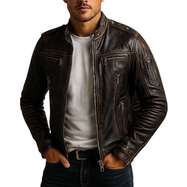 Men Reuben Brown Leather Jacket a