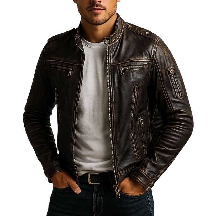 Men Reuben Brown Leather Jacket a