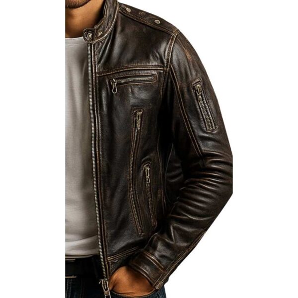 Men Reuben Brown Leather Jacket c