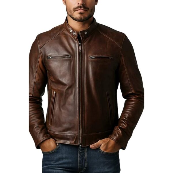 Men Theodore Brown Leather Jacket a