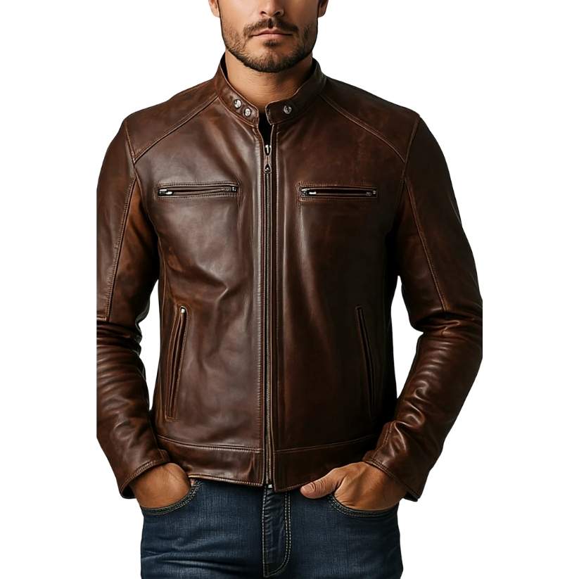 Men Theodore Brown Leather Jacket a
