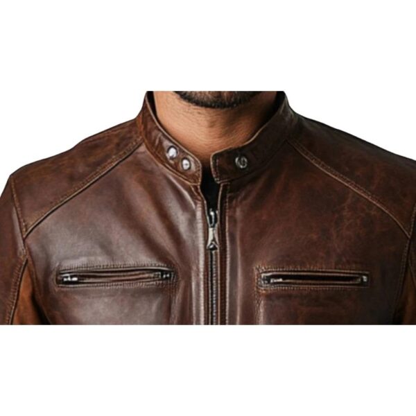 Men Theodore Brown Leather Jacket b