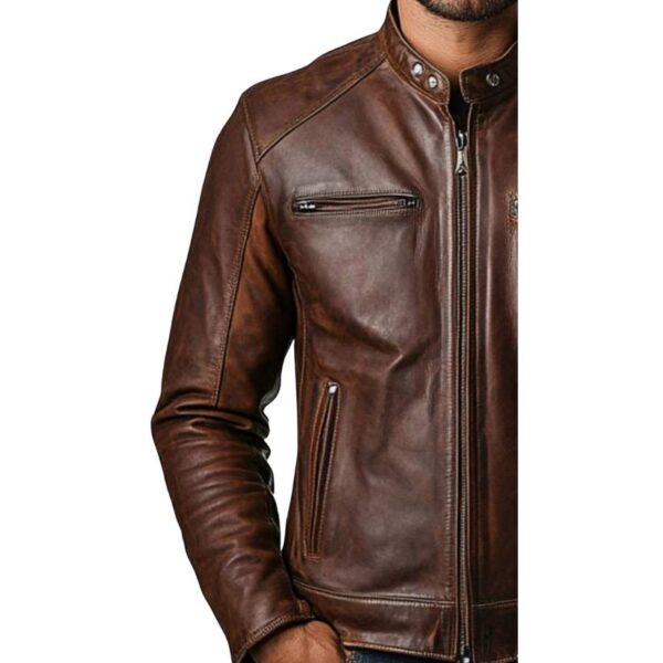 Men Theodore Brown Leather Jacket c