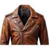 Men Vintage Brown Leather Jacket b