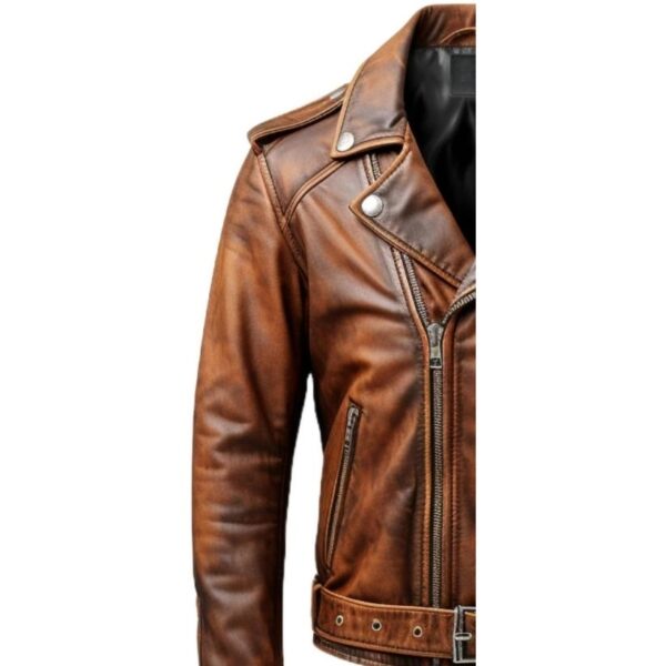 Men Vintage Brown Leather Jacket c