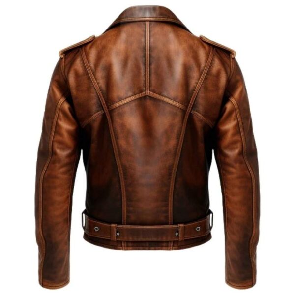 Men Vintage Brown Leather Jacket d