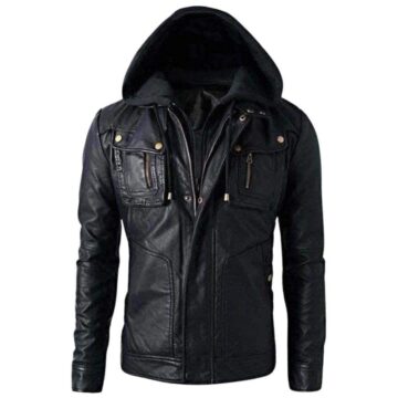 Men's Bike Brand Black Leather Jacket a